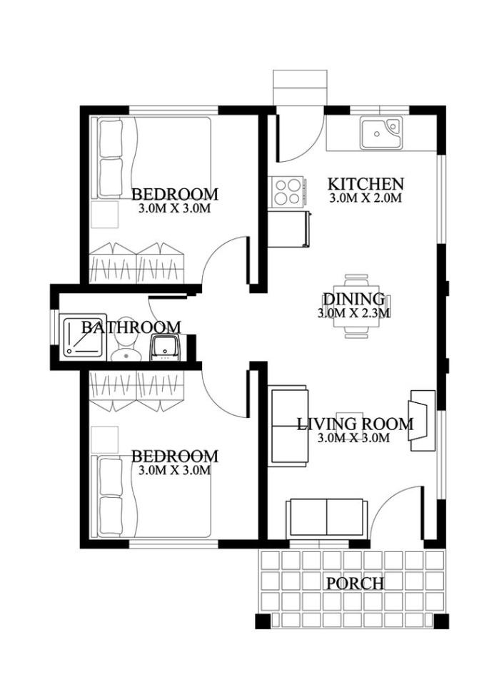 Backdate 2  Small And Simple  Bedroom House Designs With Floor Plans