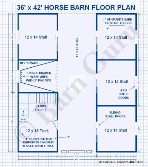 Niche Utama 1 Barn Plans - Stall Horse Barn - Design Floor Plan  The Jenna