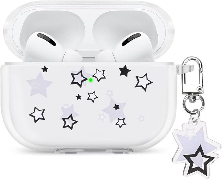 Niche Utama 2 AirPod Pro Hülle Mit Stern Schlüsselanhänger, Niedliche Charms Sternmuster  Design Klar Weiche Schutzhülle Kompatibel Mit AirPods Pro