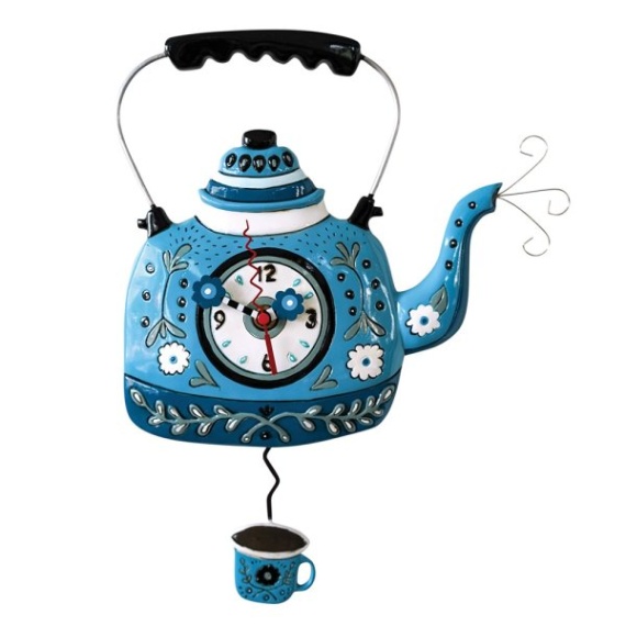 Niche Utama 2 Allen Designs "Blue Tea Kettle" Clock Wall Clock