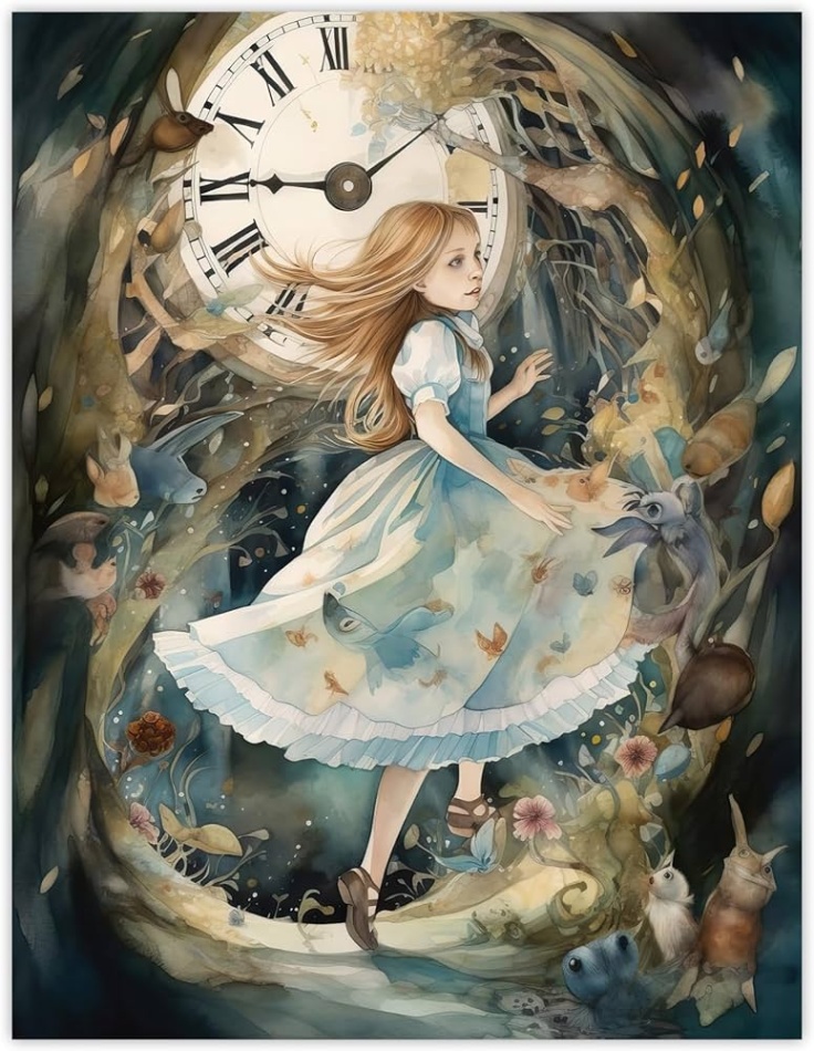 Niche Utama 2 Artery Alice In Wonderland Watercolour Down The Rabbit Hole Whimsical  Magical Adventure Painting Large Wall Art Poster Print Thick Paper 1X  Inch