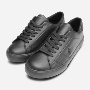 Niche Utama 2 Ralph Lauren Polo All Black Leather Smart Designer Shoes  EBay