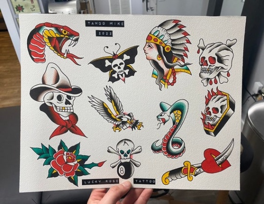 Niche Utama 2  X  American Traditional Tattoo Flash Sheet, American Traditional  Tattoo, Traditional American Tattoo Designs